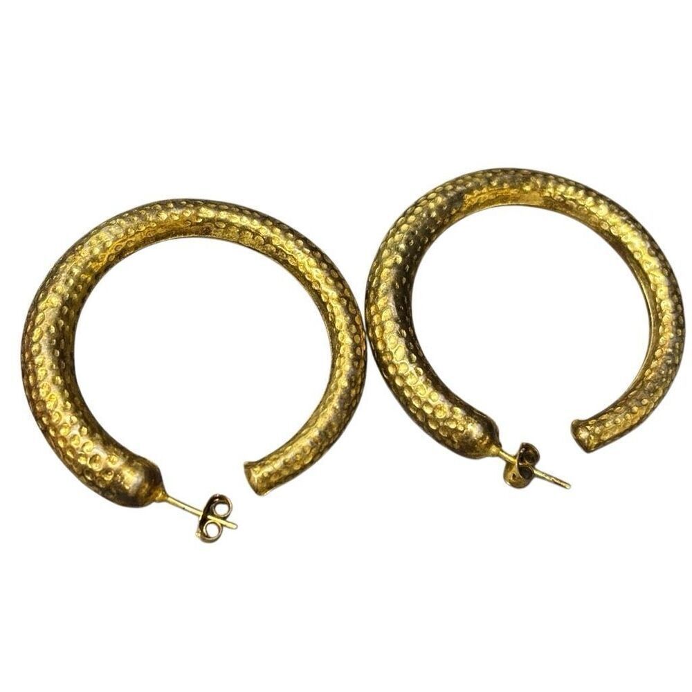 Gold Tone Textured Hoop Earrings